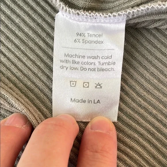 MATE the Label Green Ribbed Fitted Short Sleeve Tee - Picture 4 of 5